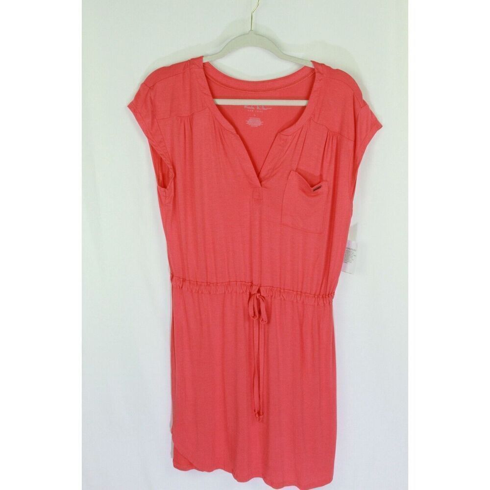 Nicole MIller Dress Large Pullover Jersey Orange Sleeveless New